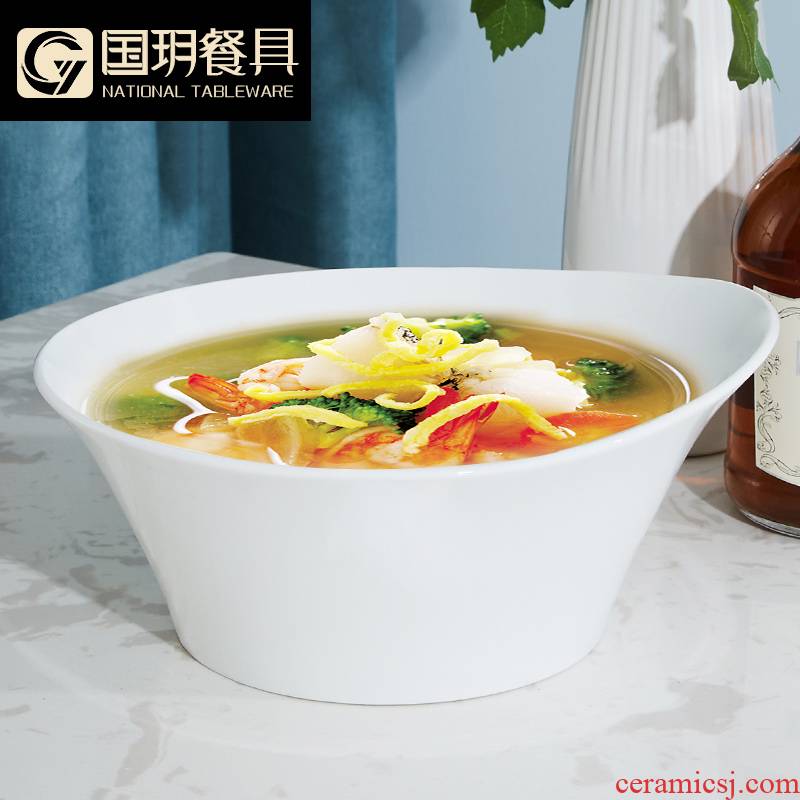 Tangshan 8 inches ipads porcelain bowl ceramic tableware soup bowl Chinese style household bowls plates rainbow such as bowl bowl of soup pot soup pot