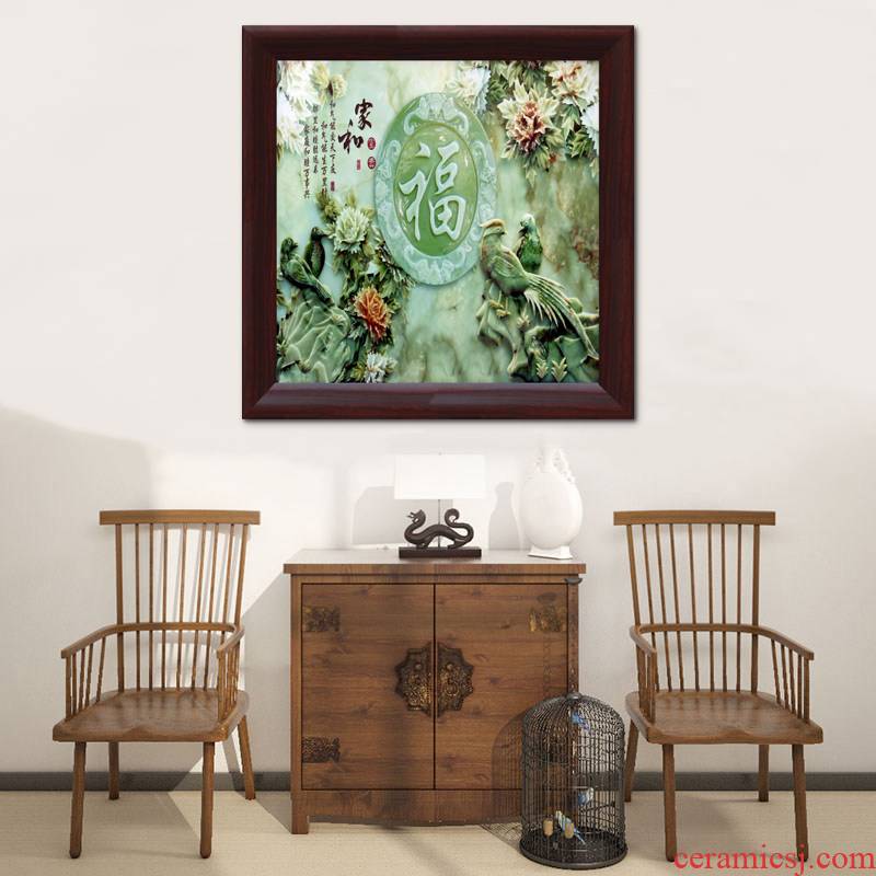 Jingdezhen square screen famille rose porcelain plate painting I sitting room sofa setting wall mural decoration hangs a picture teahouse restaurants