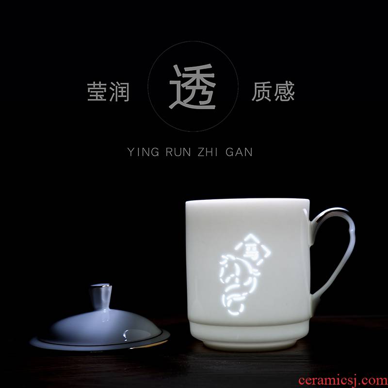 The View of song dynasty jingdezhen Chinese zodiac and exquisite China cups cover glass ceramic cup ultimately responds cup white office cup and meeting