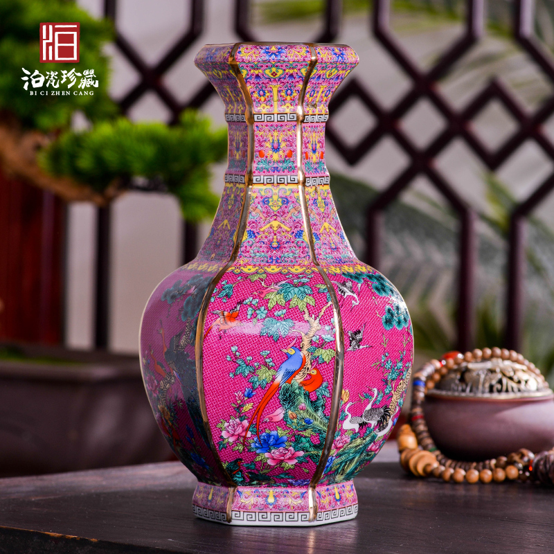 Jingdezhen ceramics imitation the qing qianlong sitting room of Chinese style household flower arrangement craft ornaments rich ancient frame vase furnishing articles