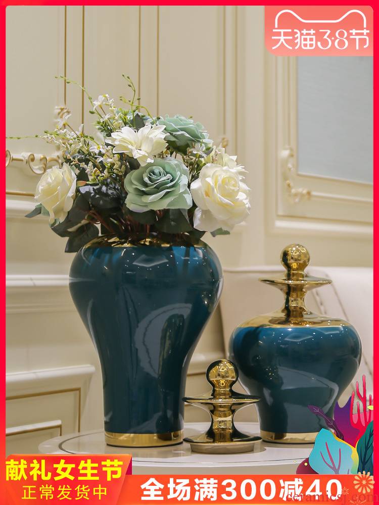 Jingdezhen light general key-2 luxury wind modern creative ceramic pot vase simulation model TV ark is placed between the flower decoration