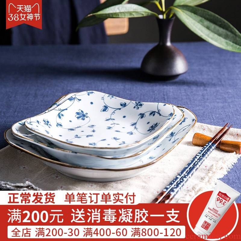 Jian Lin creative contracted household food dish plate ceramic snack plate tableware suit heron grass square vessels
