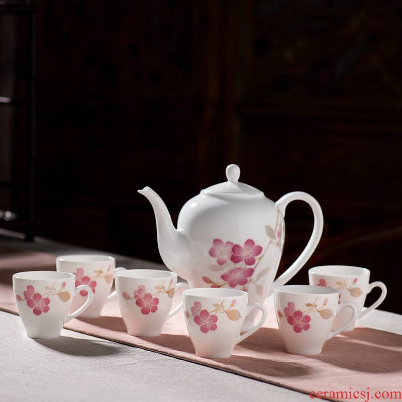 Liling porcelain hand - made thousand red up glaze colorful seven heads under the tea set with a complete set of tea cups porcelain gifts the teapot