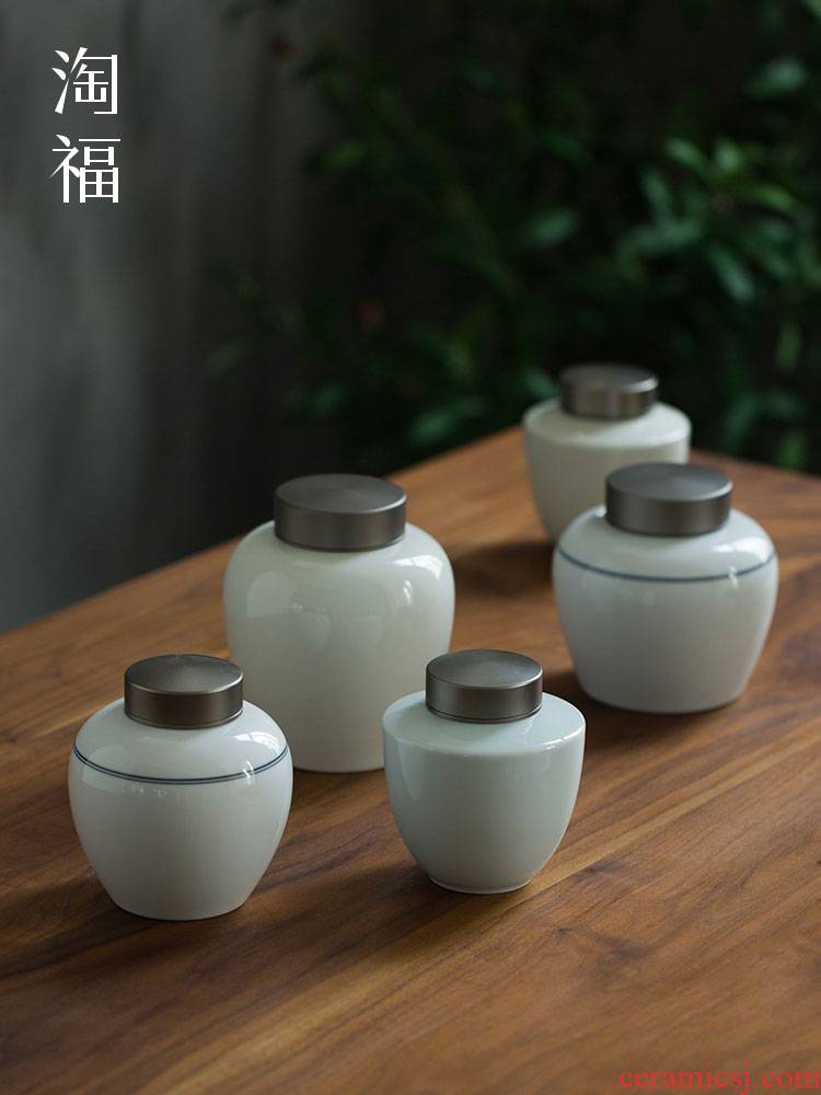 Jingdezhen ceramic seal pot POTS of household small caddy fixings a large black tea, green tea storage POTS storage POTS
