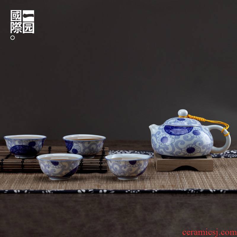 A set of garden international ceramic tea set the teapot teacup point star happy full A complete set of kung fu tea tea set combination