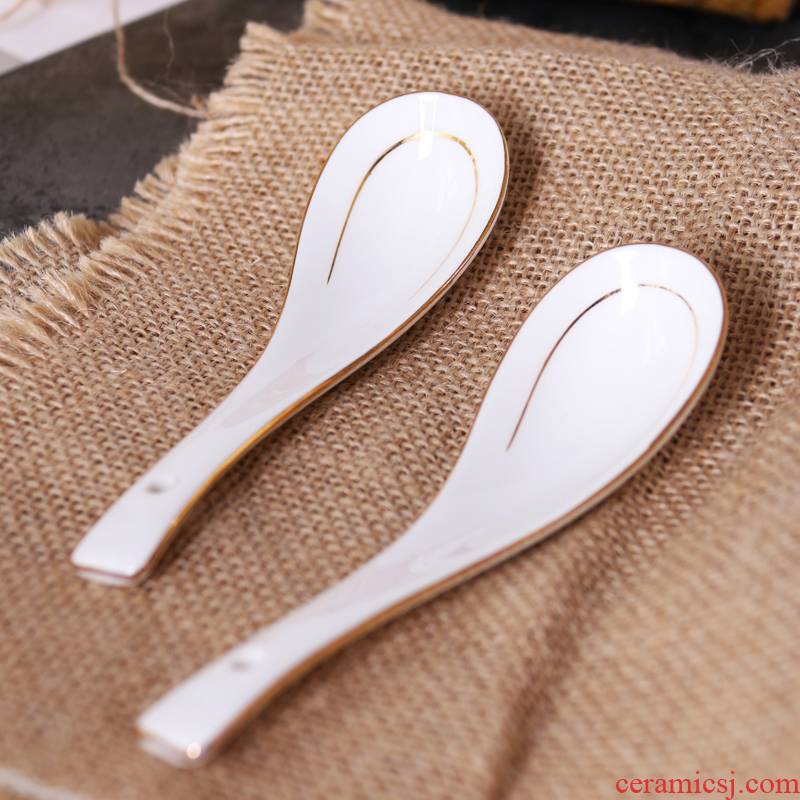 Jingdezhen creative up phnom penh ipads porcelain spoon, spoon dinner spoon, spoon, ceramic household long handle ladle small spoon, run out