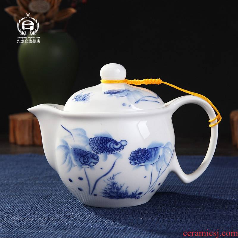 DH jingdezhen blue and white porcelain ceramic tea pot home teapot single pot glair kung fu tea kettle