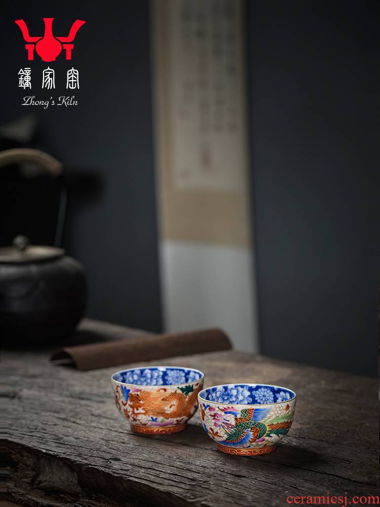Clock home trade, one cup of single cup sample tea cup kunfu tea cups jingdezhen hand - made silk inlay enamel color high - grade customization