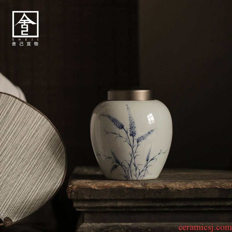 Retro seal pot of household ceramic POTS ceramic tin tea caddy fixings tank half jins to Japanese tea storehouse