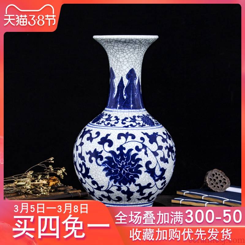 Crack in jingdezhen ceramics glaze antique blue and white porcelain vase decoration home act the role ofing mesa of the sitting room of Chinese style restoring ancient ways furnishing articles