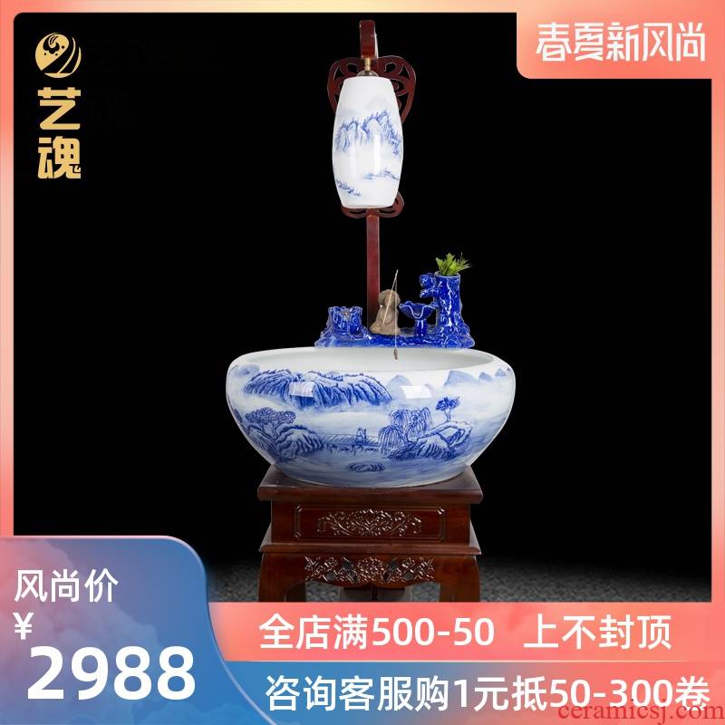 The New Chinese jingdezhen ceramic aquarium landscape water tank large filter tank floor home aquarium