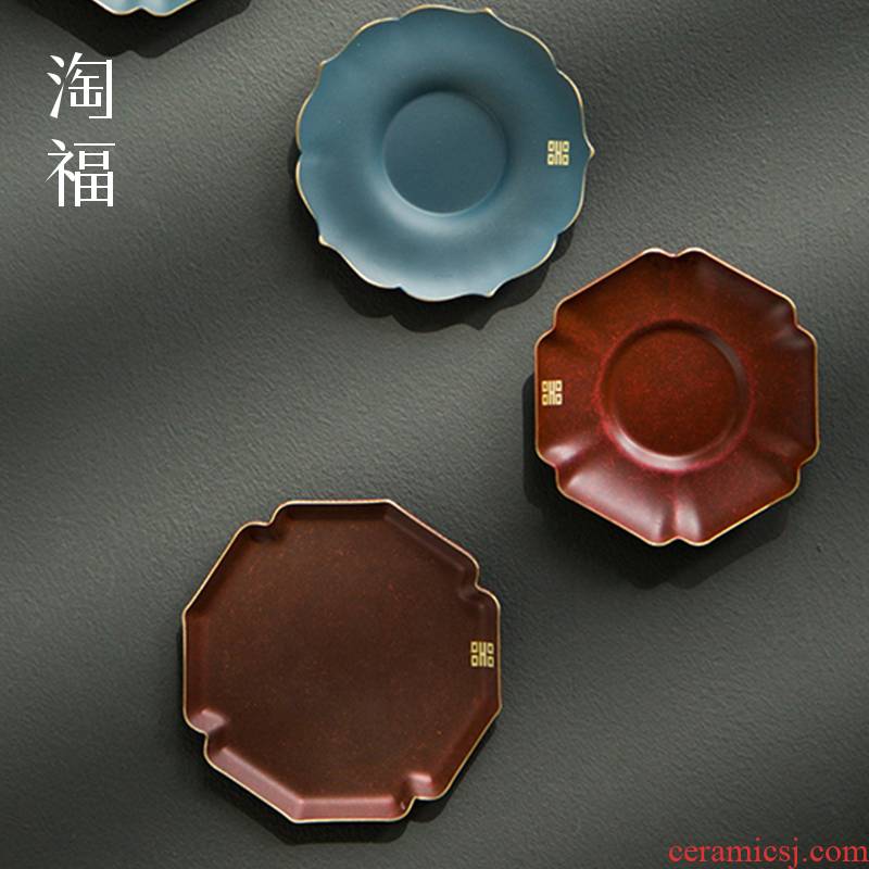 Pure copper violet arenaceous raised pot saucer teapot teacup mat mat tea tray tea kungfu tea accessories with zero
