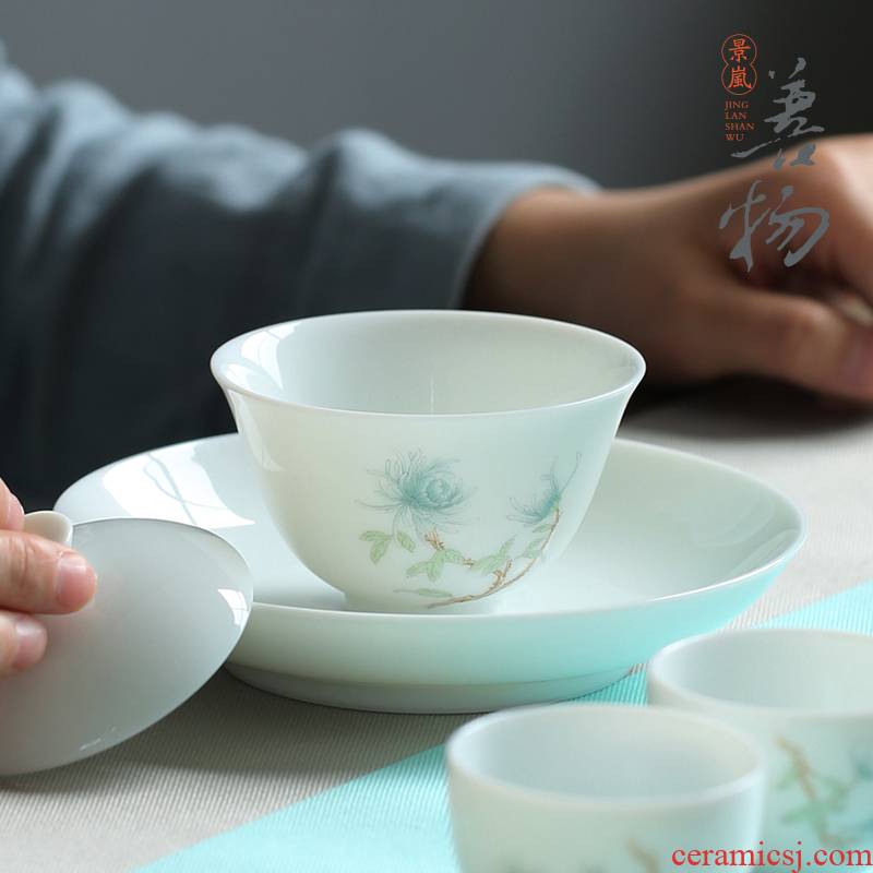 Good content on jingdezhen glaze color set of Chinese style household kung fu tea set contracted 1 tureen 2 cups of gift boxes