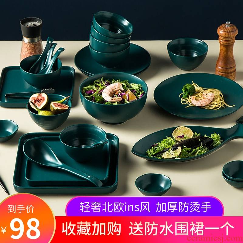 The dishes suit household creative move boreal Europe style bowl chopsticks combination 4/6 people jingdezhen ceramic plate