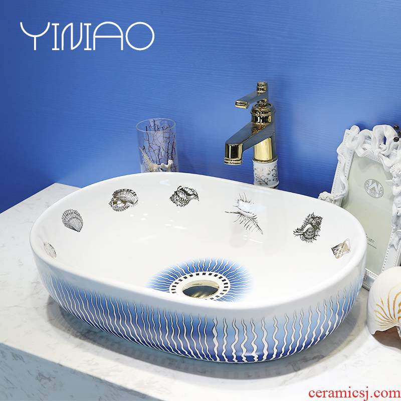 Jingdezhen stage basin oblong lavatory ceramic household toilet lavabo European art basin basin