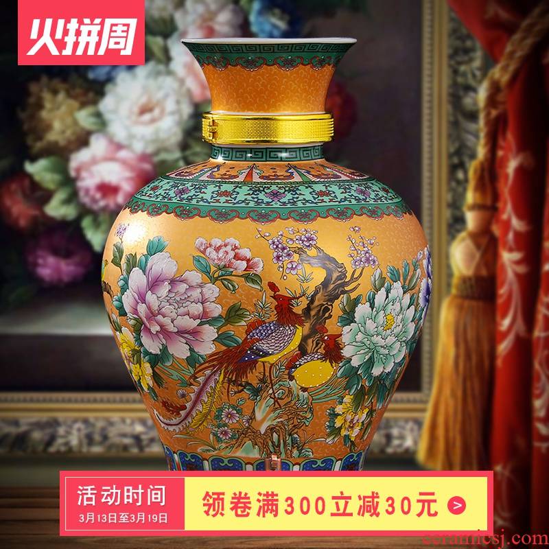 Jingdezhen ceramic 10 jins 20 jins 30 jins domestic wine jars it mercifully wine jar mercifully bottle with tap