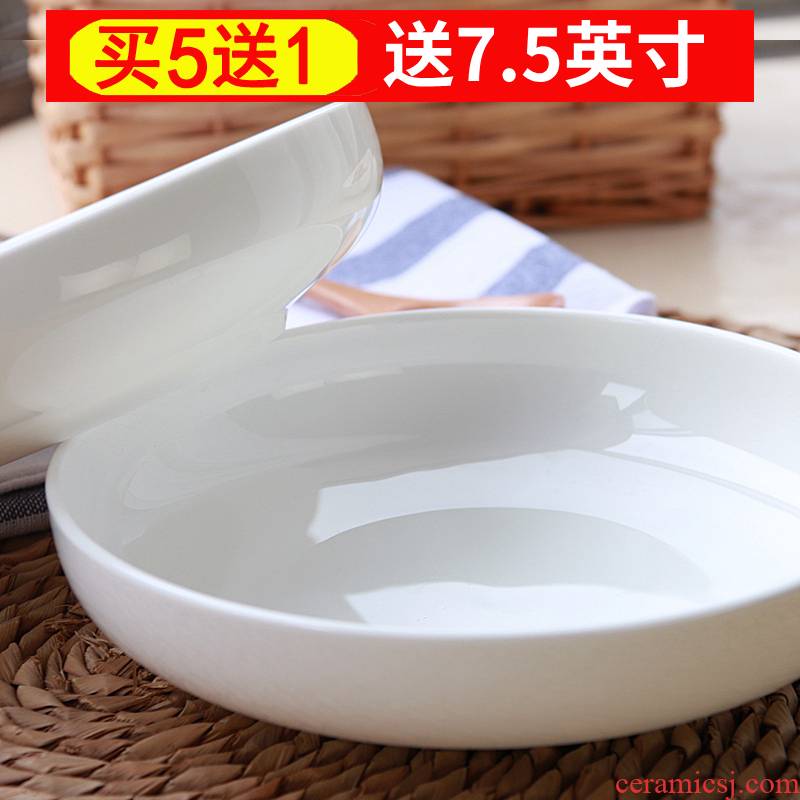 Pure white household 0 dish soup plate of pottery and porcelain tableware contracted the circular creative ipads porcelain dish dish plates deep dish