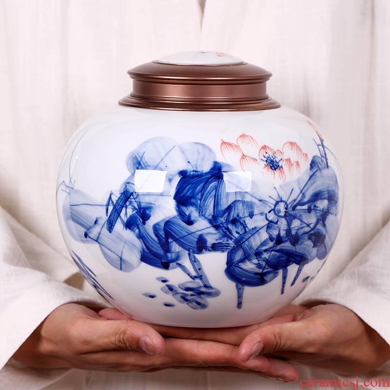 Jingdezhen 1 catty outfit caddy fixings ceramic portable sealed as cans small store green tea POTS said the gift ceramics