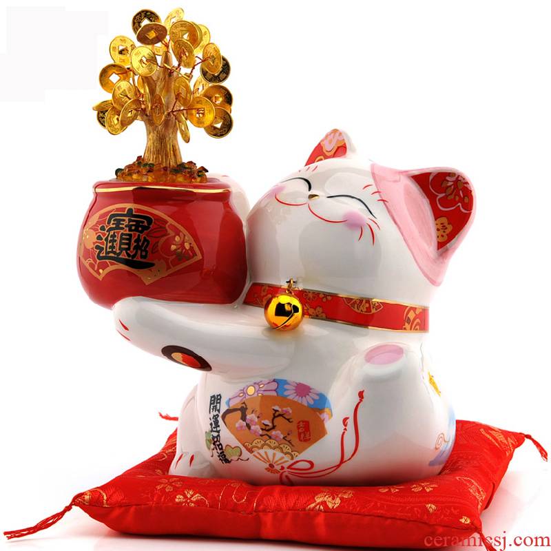 Stone workshop Taiwan plutus cat medium ceramic furnishing articles led cash cow piggy bank open a shop opening gifts