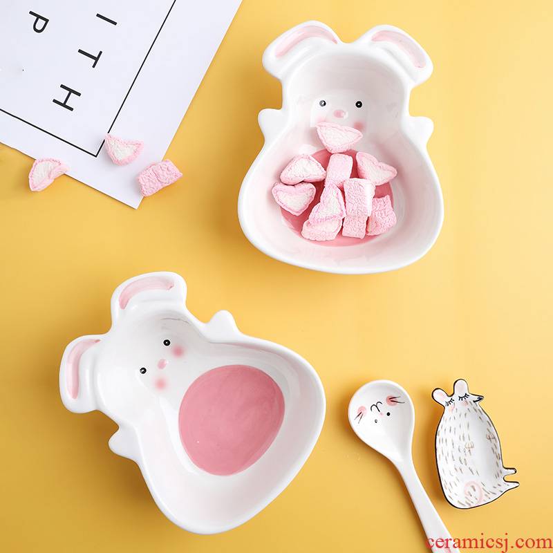Express cartoon rabbit ceramic bowls domestic creative move children tableware baby side dish bowl of have to use