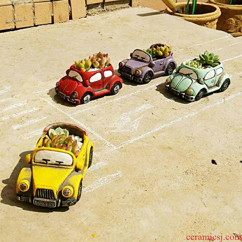 Teng Yang rural car hand - made old running the meaty plant flower pot green plant coarse pottery retro cement flowerpot ceramic pot