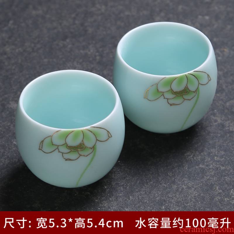 Celadon single cup tea tea cups red cup suit small bowl glass ceramic cups kung fu tea set