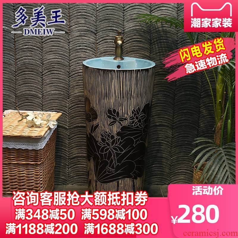 Tom wang xin Chinese ceramic basin of pillar type lavatory one pillar lavabo lotus on floor sink