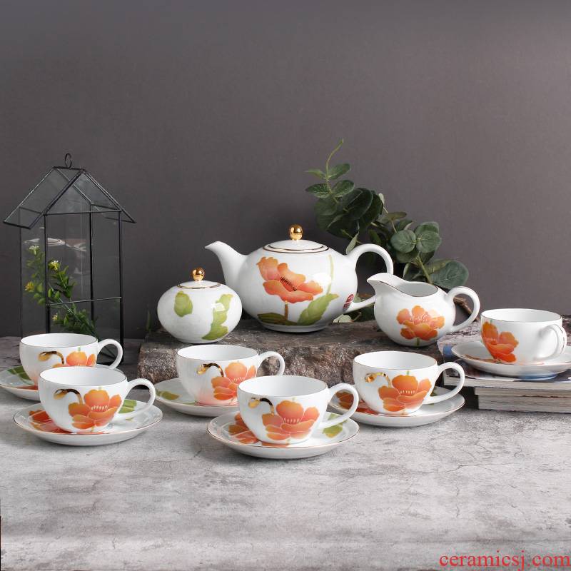 China red porcelain up corn poppy head 15 coffee set under the liling glaze colorful hand - made ceramic tea set gift sets