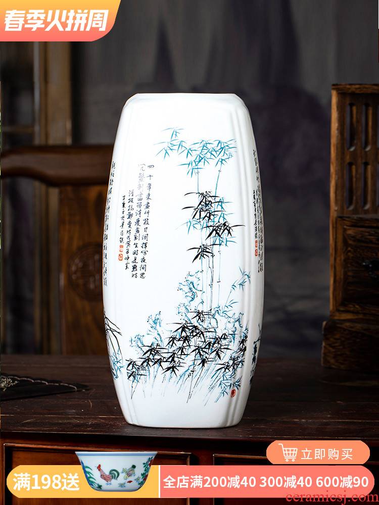 Jingdezhen ceramics lucky bamboo vases, flower arranging Chinese style household adornment of the sitting room TV ark place Chinese wind
