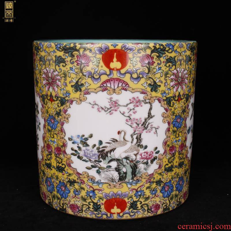 Jingdezhen imitation antique porcelain enamel color big brush pot "four desk pen sea Chinese style household company office furnishing articles
