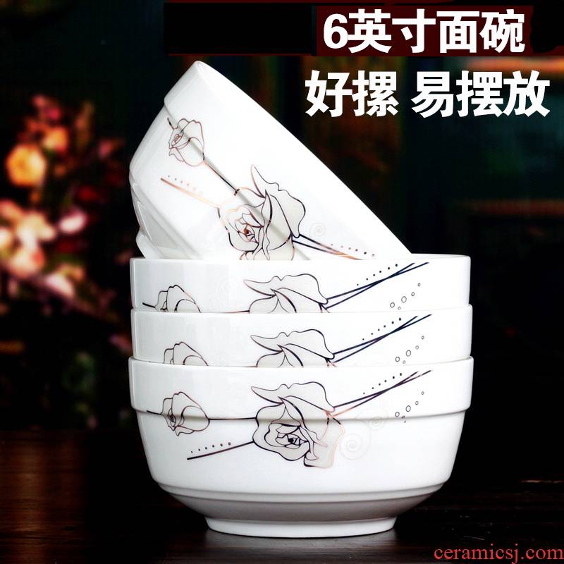 6 inches ipads China large Chinese style eat noodles bowl of microwave household practical four suit small soup basin edge