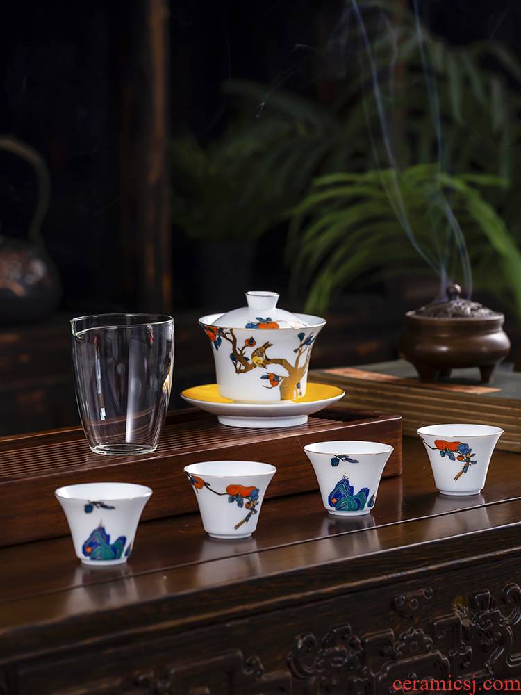 Jingdezhen tide series ceramic three new countries only tureen white porcelain cups tea cup set fair keller kung fu tea set