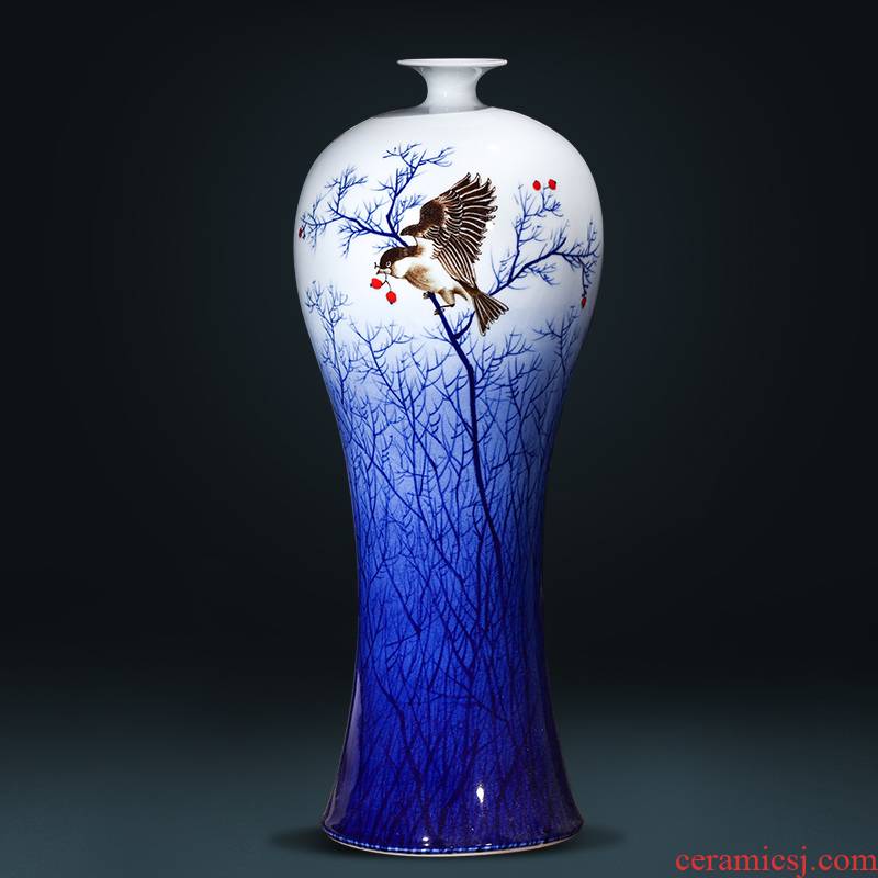 Jingdezhen ceramics antique hand - made of blue and white porcelain vases, flower arrangement of new Chinese style wine rich ancient frame ornaments furnishing articles