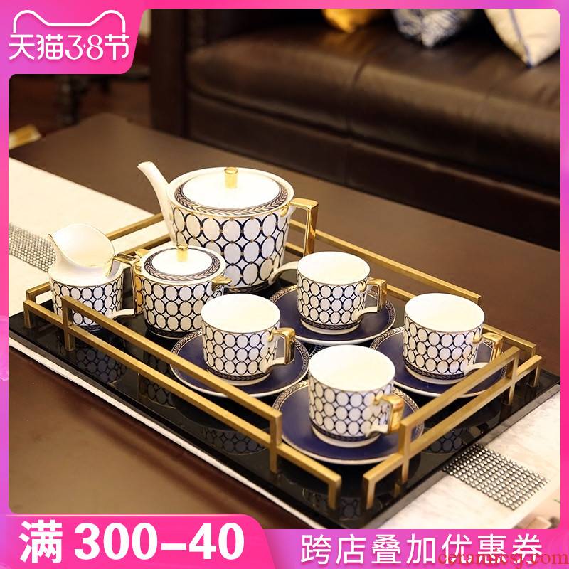 European ceramic coffee set suit American example room furnishing articles afternoon tea tea table with a desktop decoration gift box