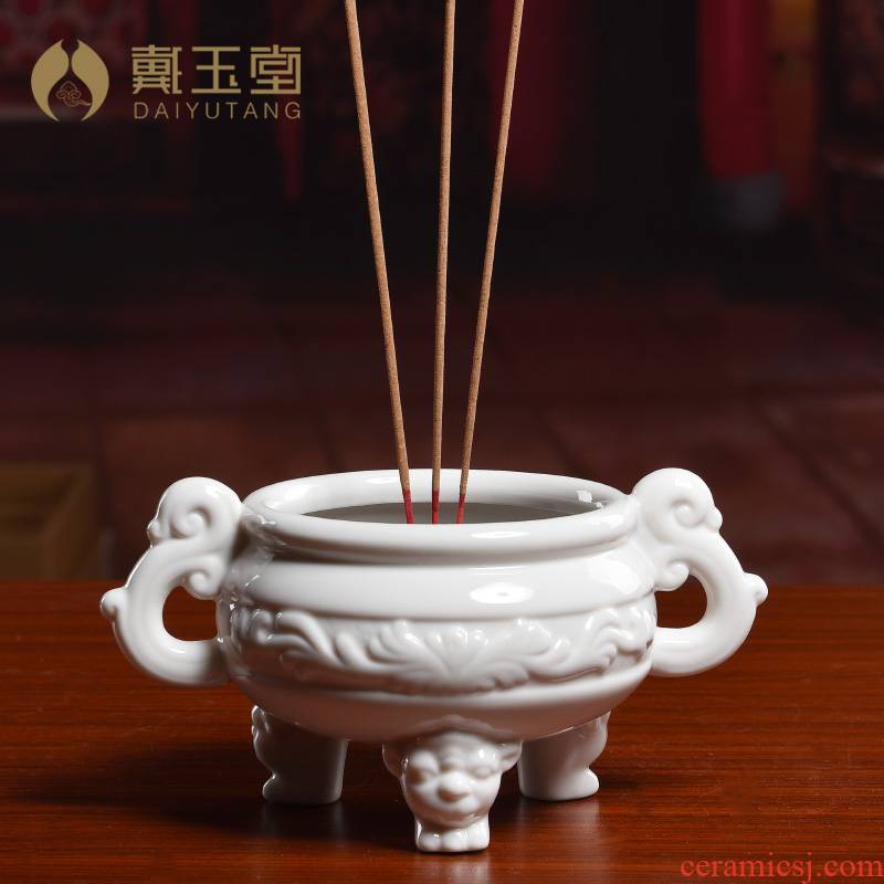 Yutang dai ceramic household indoor for Buddha incense large antique incense buner consecrate Buddha/relief tripod censer