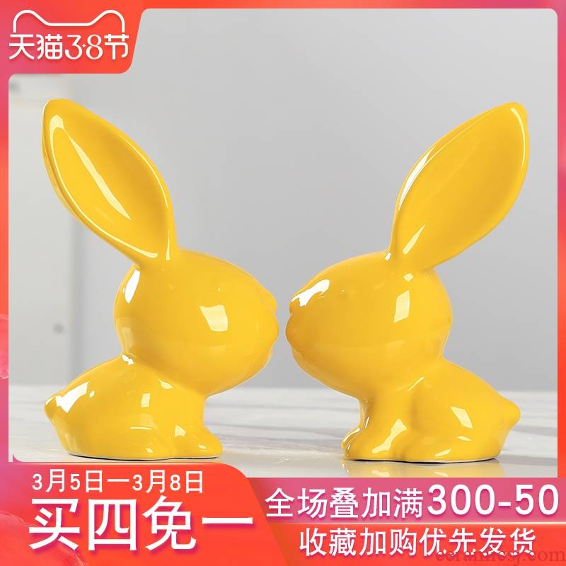 I household ceramic furnishing articles furnishing articles creative desktop TV ark adornment of the sitting room of rabbit room small ornament