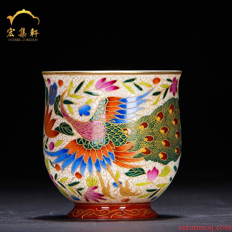 The Master cup single cup of jingdezhen tea service peacock cup pure manual noggin colored enamel porcelain cups sample tea cup