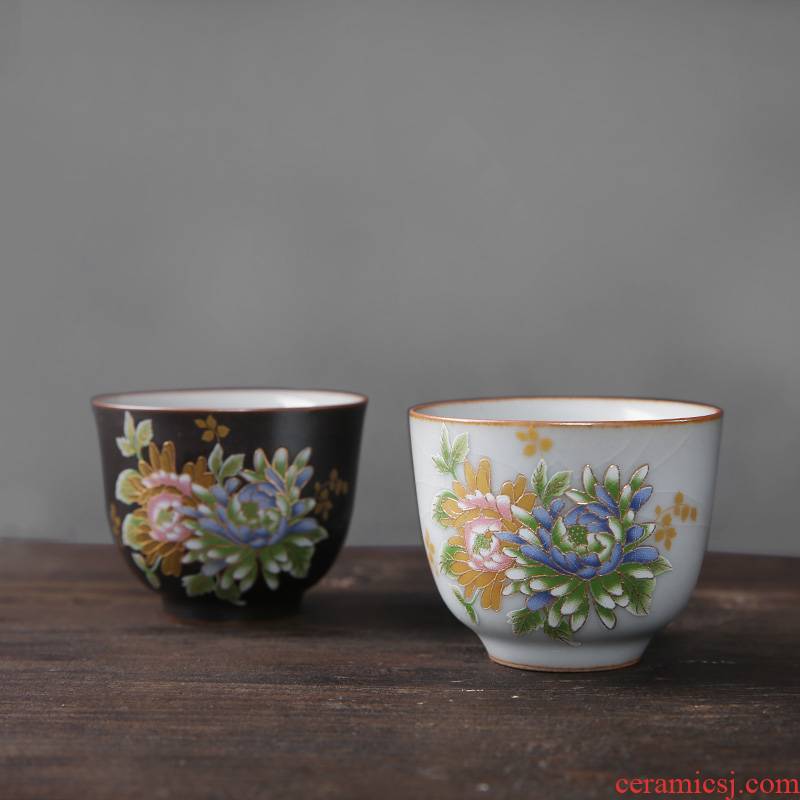 The professor pick flowers cup home hand - made ceramic masters cup sample tea cup kung fu tea tea set small, single cup of tea