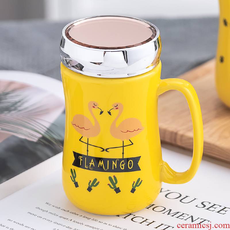 Nordic girl lovely ceramic cup move creative trend with cover household mugs office tea cups