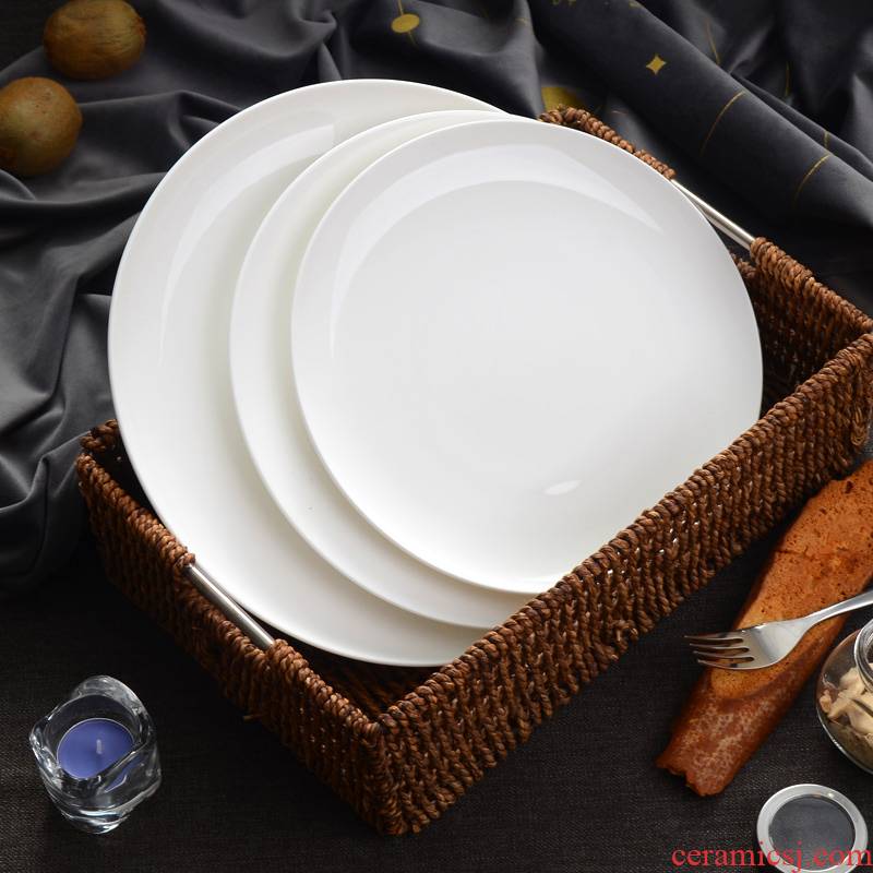 Steak dinner plate ipads porcelain plate white child household ceramic flat circular shallow dish 10 inches pasta dishes