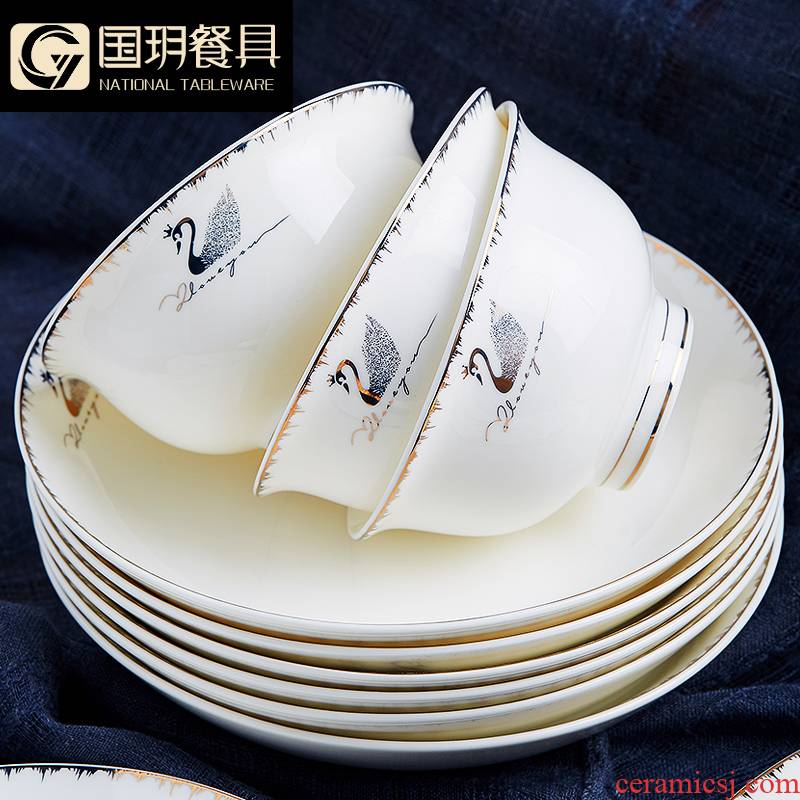 Jingdezhen bowls of ipads plate kit home for dinner set bowl dish dish European - style up phnom penh tableware creative new rainbow such use