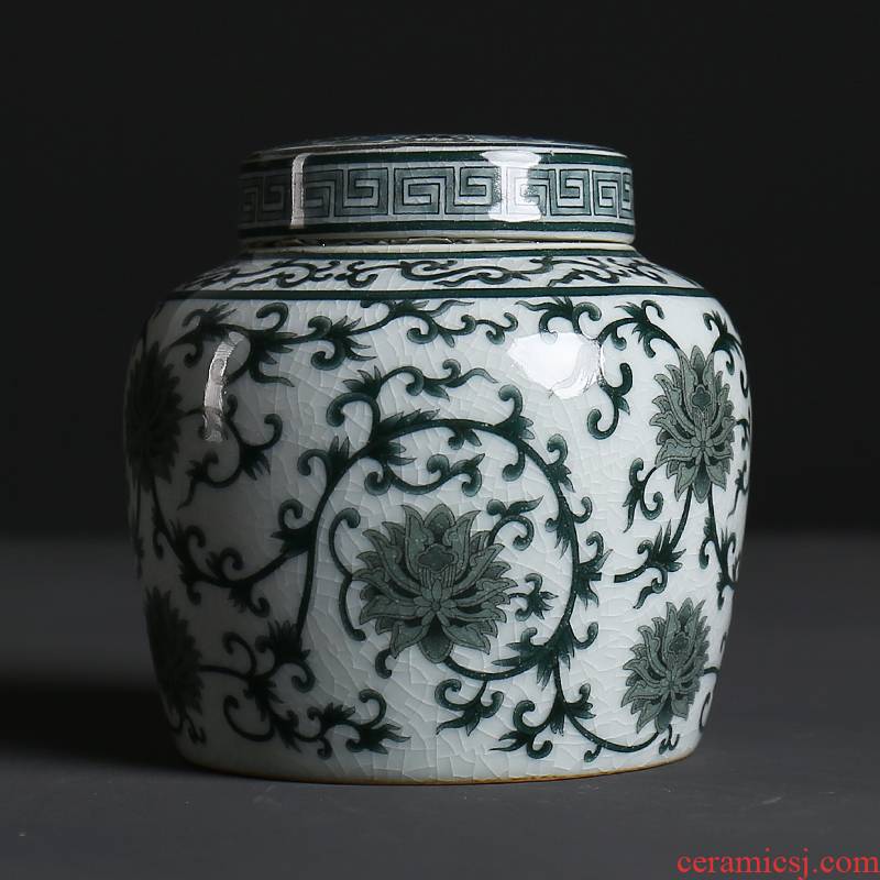 Antique glaze coloured drawing or pattern under the caddy fixings ceramics pu 'er tea box seal pot small coarse TaoCun of blue and white porcelain tea pot