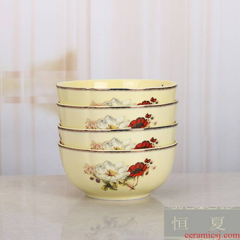 Four jingdezhen ceramic bowl household rainbow such as bowl soup bowl big bowl thicken the hot 6 inches creative European dishes