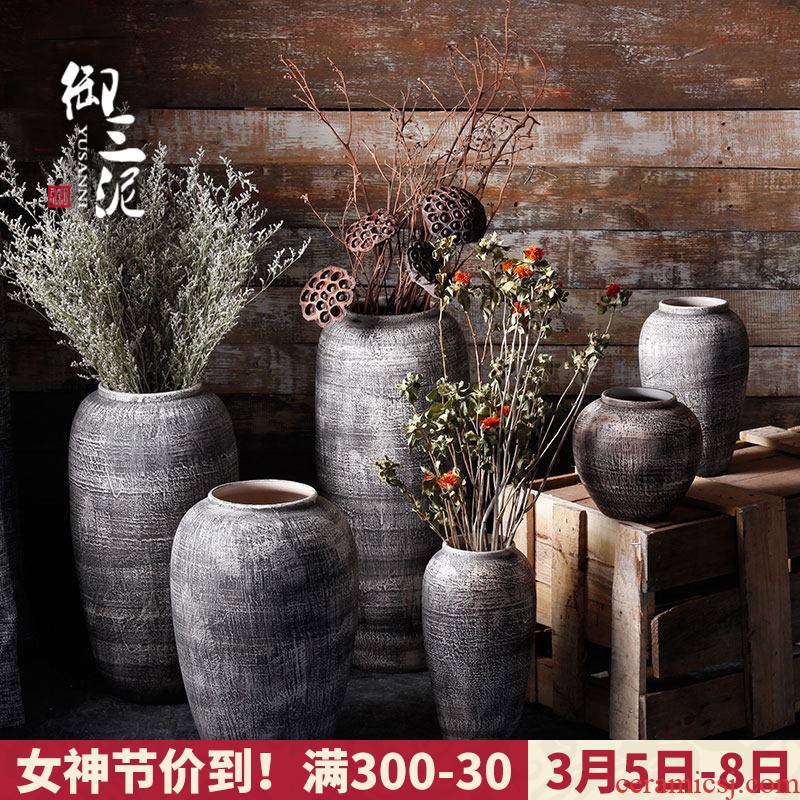 Contracted and I ceramic dried flowers, restoring ancient ways of large vases, jingdezhen pottery decorative furnishing articles sitting room flower pot