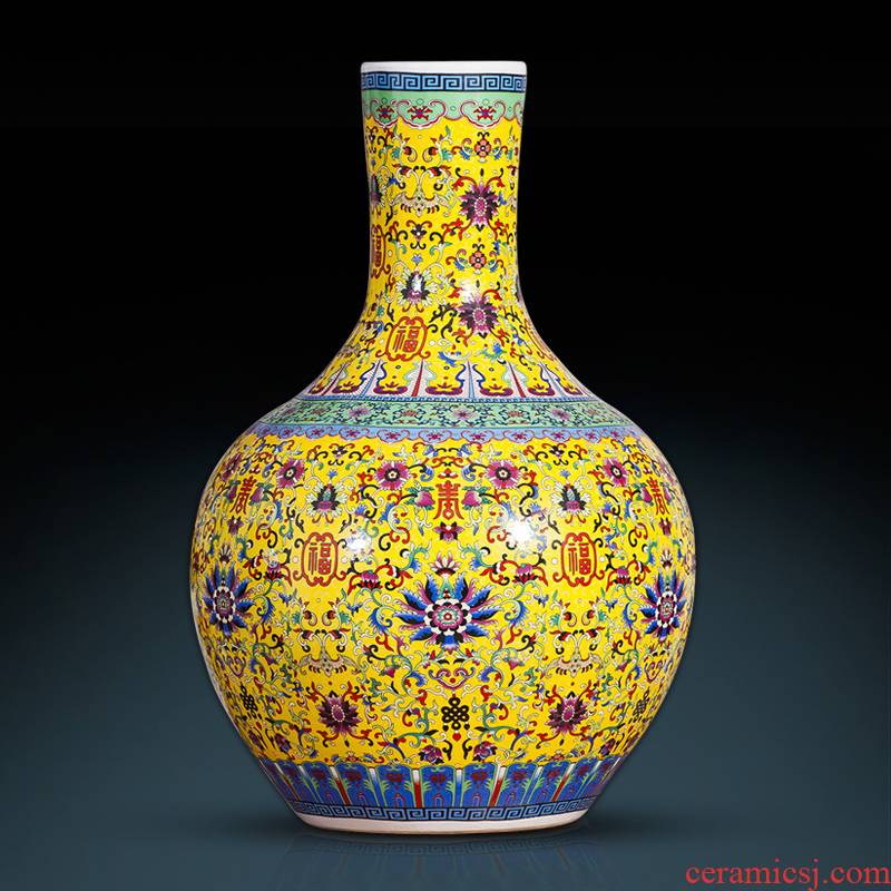 Archaize of jingdezhen ceramics colored enamel vase landing European style living room TV ark, furnishing articles home decoration