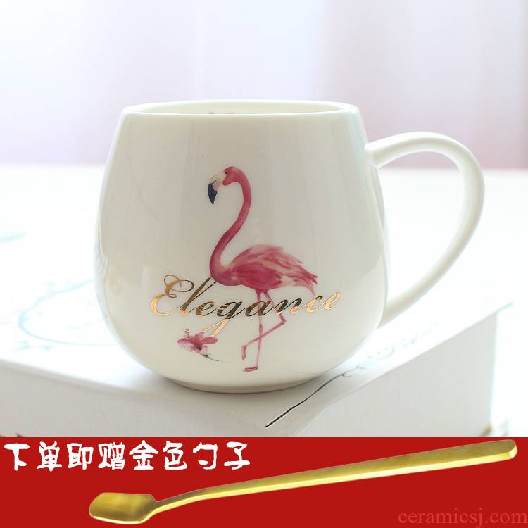 Flamingos mugs female creative ceramic cups of coffee cup couples glass cup advertising gift cup custom LOGO