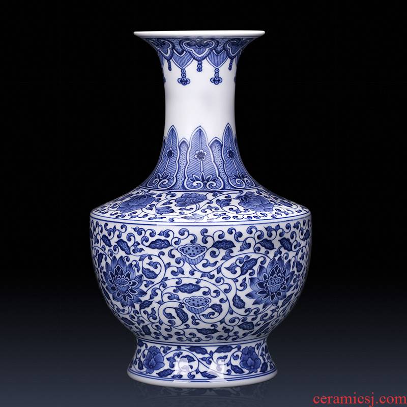 Jingdezhen ceramics imitation kangxi blue and white porcelain vases, flower arranging new Chinese style living room home furnishing articles gifts