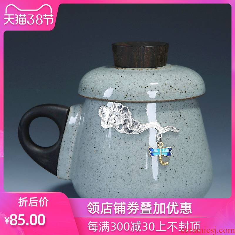 Ceramic filter glass cups with cover separation of tea tea cup office personal keller coppering. As silver cup of restoring ancient ways
