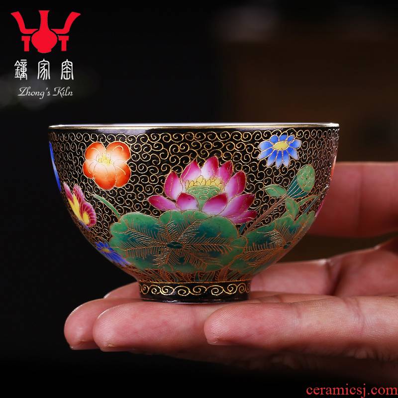 Clock home up with pure manual color hand - made ceramic cups wire inlay enamel paint sample tea cup kung fu tea set personal cup