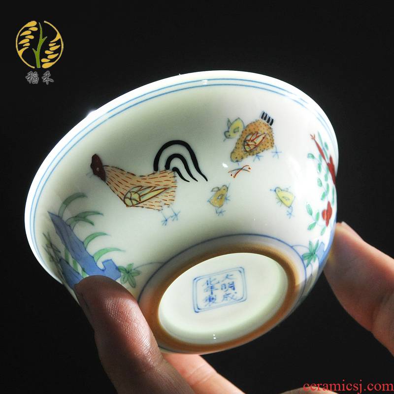 Jingdezhen ceramic imitation Ming chenghua chicken color bucket cylinder cup creative tea cup master cup sample tea cup small bowl